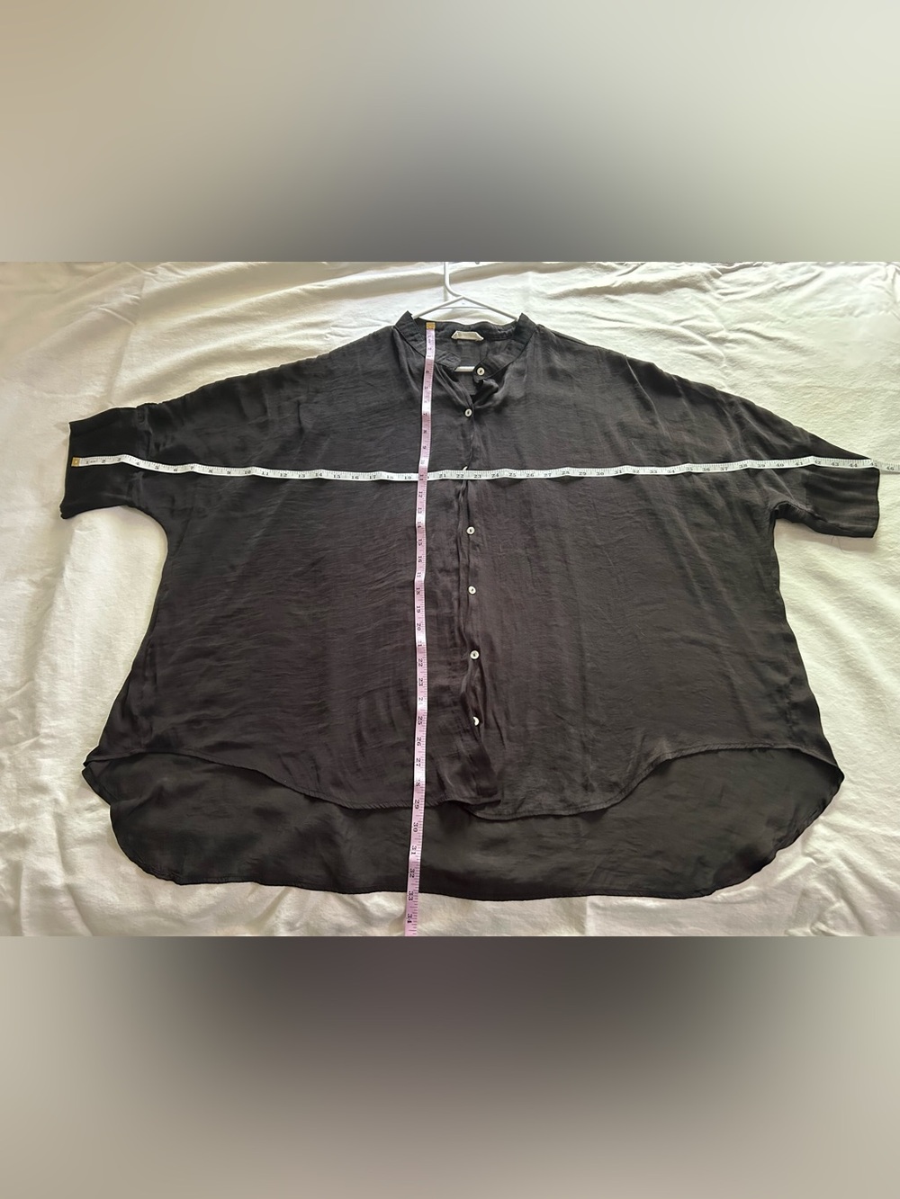 Mint Choco - Women’s Black Band-Collar Button-Down Shirt